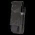 The Condor Single Pistol Mag Pouch in MultiCam Black is a durable nylon pouch with reinforced stitching and a flap cover, designed for securely carrying a pistol magazine or small gear.